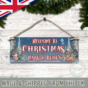 Personalised Christmas Door Sign Welcome To Personalized House Name Plaque